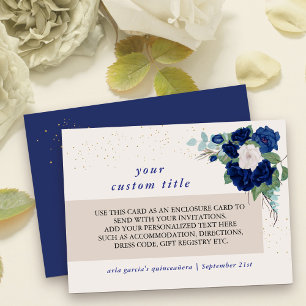 Carte D'accompagnement Détails Personnalisés Rose et Bleu Royal