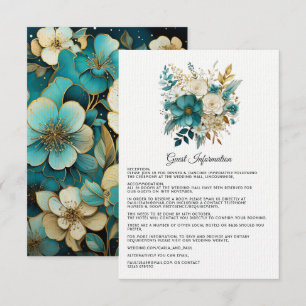 Carte D'accompagnement Détails pour invités de mariage floral sarcelle et