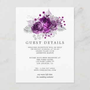 Carte D'accompagnement Détails pour les invités de mariage aquarelle prun