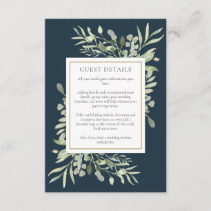 Carte D'accompagnement Détails pour les invités de mariage Chic Deep Sea