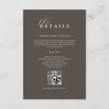 Détails QR de mariage minimaliste Espresso classiq