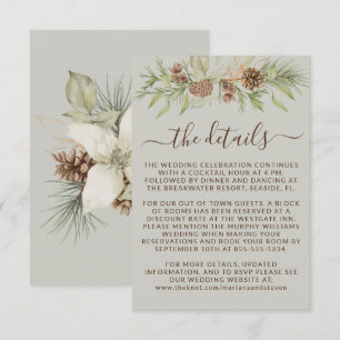 Carte D'accompagnement Détails RSVP Site Web Mariage Beige Hiver