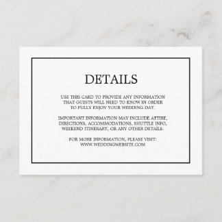 Carte D'accompagnement Détails simples du monogramme Boîtier Mariage blan