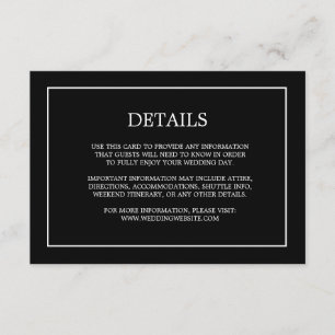 Carte D'accompagnement Détails simples du monogramme Boîtier Mariage noir