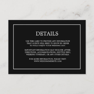 Carte D'accompagnement Détails simples du monogramme Boîtier Mariage noir