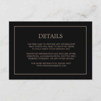 Carte D'accompagnement Détails simples du monogramme Mariage d'or noir