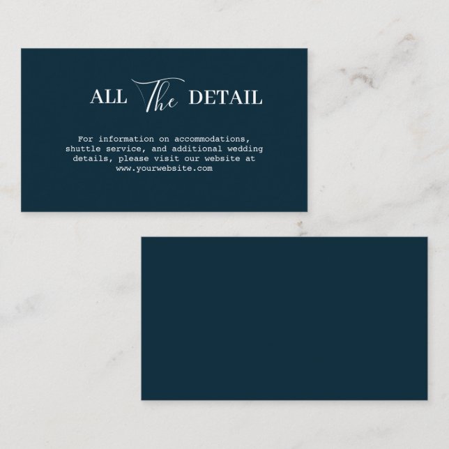 Carte D'accompagnement Détails simples sur les Mariages navals modernes e (Devant / Derrière)