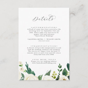 Carte D'accompagnement Détails sur le Mariage blanc élégant