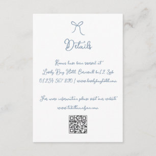Carte D'accompagnement Détails sur le Mariage bleu Dusty sur le cou à mai