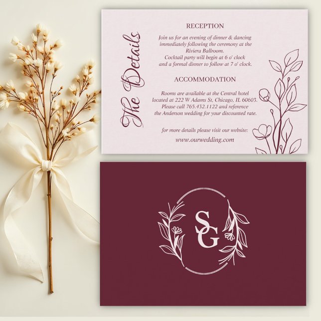 Carte D'accompagnement Détails sur le Mariage Boho Ruby (Créateur téléchargé)