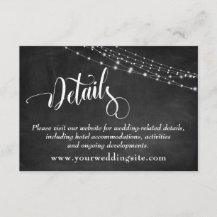 Carte D'accompagnement Détails sur le Mariage Chalkboard & Light Strings