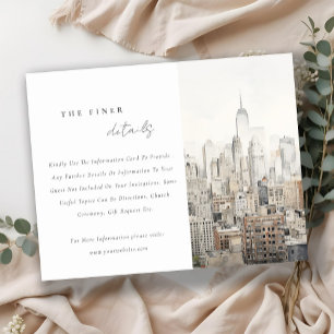 Carte D'accompagnement Détails sur le Mariage d'aquarelle New York City S