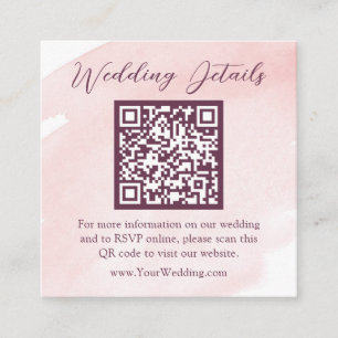 Carte D'accompagnement Détails sur le Mariage d'aquarelle rose vif Code