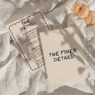 Carte D'accompagnement Détails sur le Mariage de cadre ironique écrit à l