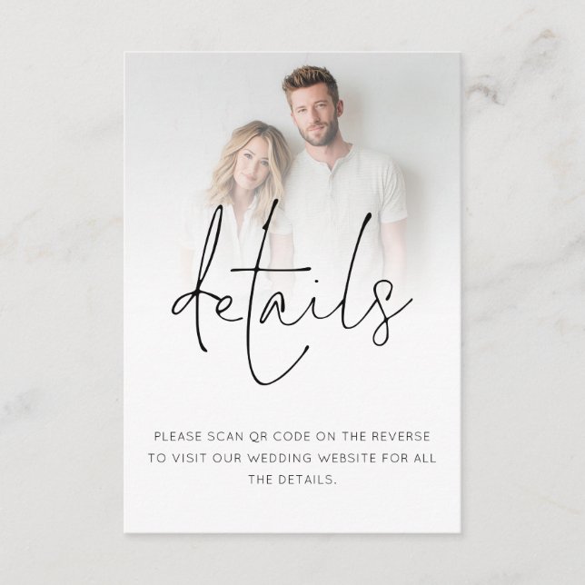 Carte D'accompagnement Détails sur le Mariage de code QR de la photo mini (Devant)