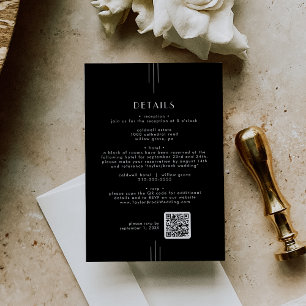 Carte D'accompagnement Détails sur le Mariage de code QR noir TOUS Art Dé