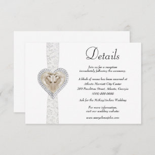 Carte D'accompagnement Détails sur le Mariage de dentelle blanche Unicorn