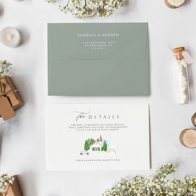 Carte D'accompagnement Détails sur le Mariage de la maison d'aquarelle it (Créateur téléchargé)