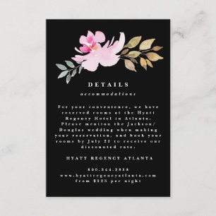 Carte D'accompagnement Détails sur le Mariage des fleurs d'aquarelle dram