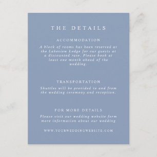 Carte D'accompagnement Détails sur le Mariage Dusty Blue