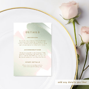 Carte D'accompagnement Détails sur le Mariage élégant rose pâle et vert g