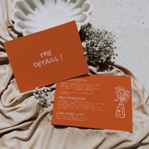 Carte D'accompagnement Détails sur le Mariage floral coloré à main rétro