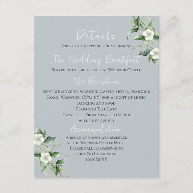 Carte D'accompagnement ~Détails sur le Mariage moderne Eucalyptus (Devant)