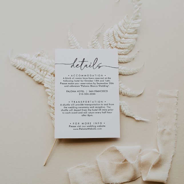 Carte D'accompagnement Détails sur le Mariage noir blanc classique (Créateur téléchargé)