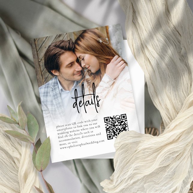 Carte D'accompagnement Détails sur le Mariage QR de la photo de script in (Créateur téléchargé)