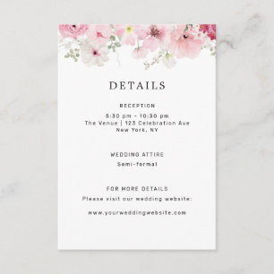 Carte D'accompagnement Détails sur le Mariage rose