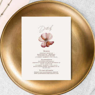 Carte D'accompagnement Détails sur le Mariage rose d'Anemone