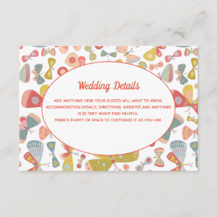 Carte D'accompagnement Détails sur le Mariage rose papillon