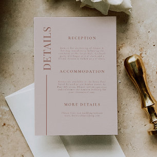 Carte D'accompagnement Détails sur le Mariage rose vierge de ligne blanch