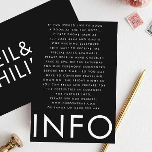 Carte D'accompagnement Détails sur le Mariage Ultra Modern Big Bold Names