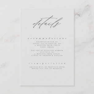 Carte D'accompagnement Détails sur l'Mariage floral gris-noir