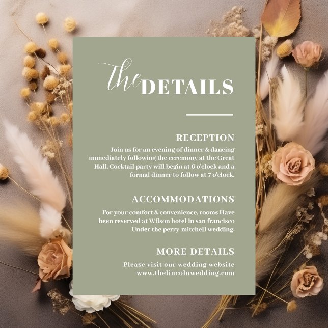 Carte D'accompagnement Détails verts sauge minimalistes modernes  (Créateur téléchargé)