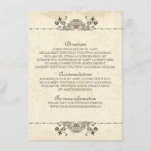 Carte D'accompagnement Détails vintage ancien Mariage Insérer