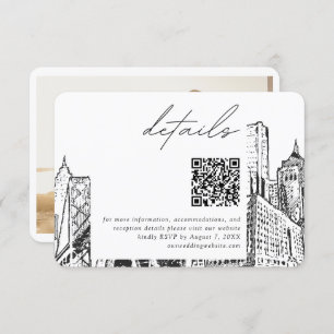 Carte D'accompagnement Detroit Skyline Petits Mariages Détails QR Code RS
