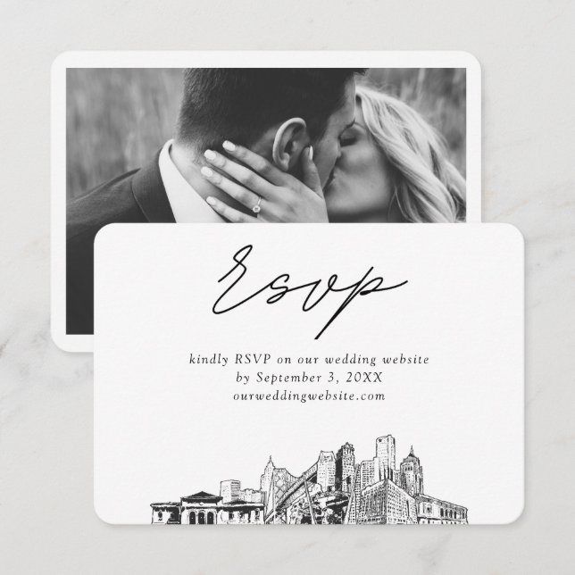 Carte D'accompagnement Détroit Wedding RSVP (Devant / Derrière)