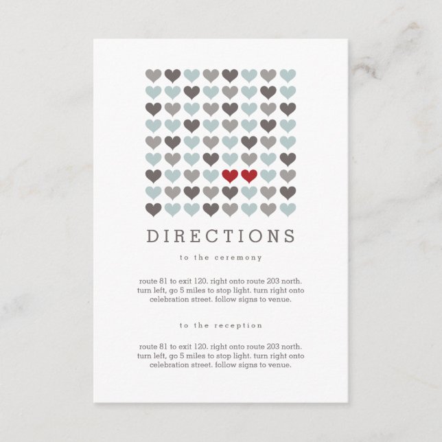 Carte D'accompagnement Deux Coeurs - Mariage moderne Instructions Insérer (Devant)