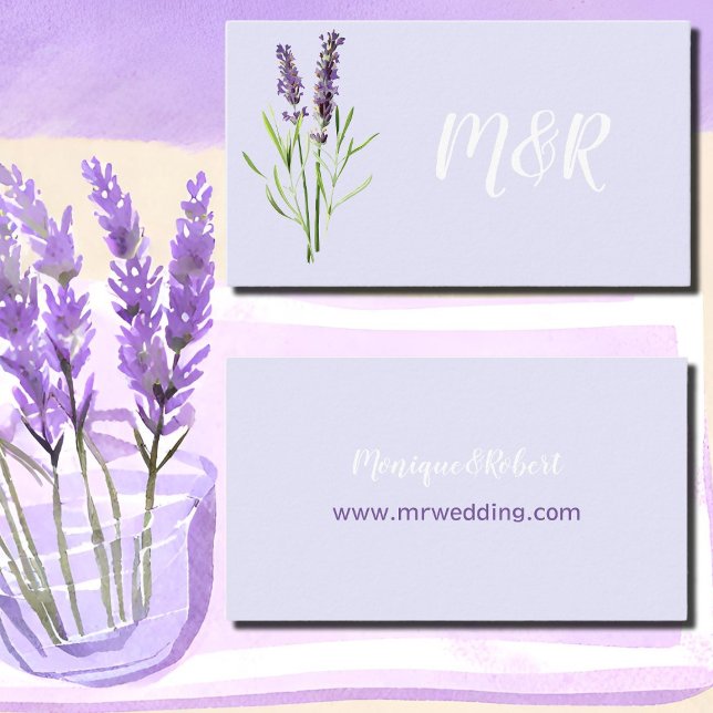 Carte D'accompagnement deux lavandes - site mariage monogrammed (Créateur téléchargé)