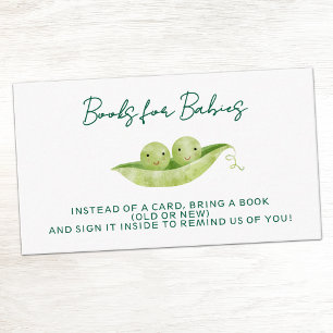 Carte D'accompagnement Deux petits pois Livres pour la fête de bébé jumea