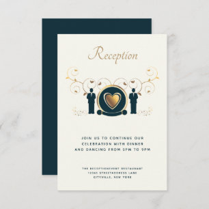 Carte D'accompagnement Deux salles Mariage mâle crème bleu LGBTQ Réceptio