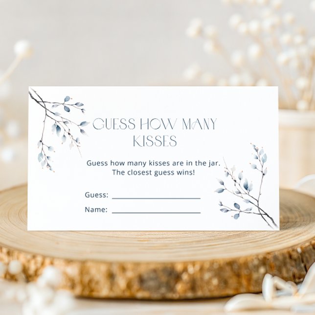 Carte D'accompagnement Devinez combien de baisers - Botanique Florale Ble (Créateur téléchargé)