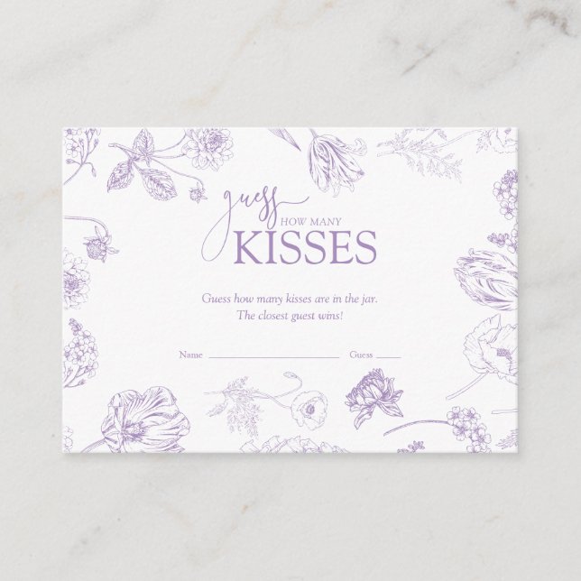 Carte D'accompagnement Devinez combien de baisers Lavender Fête des marié (Devant)