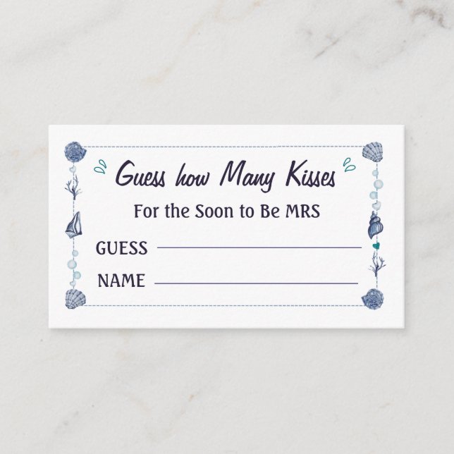 Carte D'accompagnement Devinez combien de baisers Mariage Shower Aquarell (Devant)