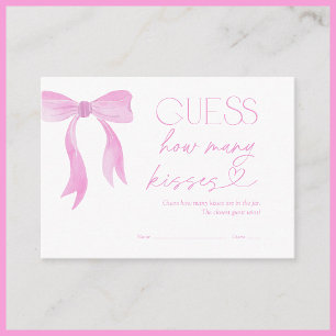 Carte D'accompagnement Devinez combien de baisers Pink Bow Fête des marié