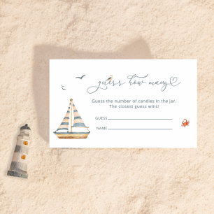 Carte D'accompagnement Devinez combien de bonbons Baby shower nautique je