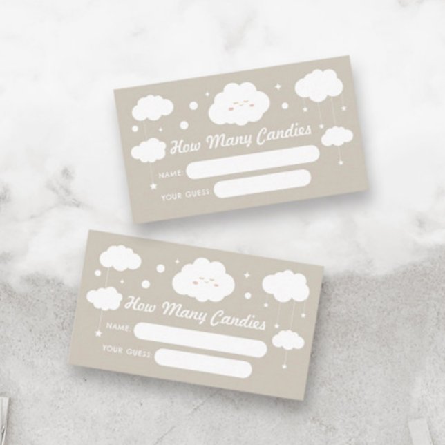 Carte D'accompagnement Devinez combien de bonbons Baby shower nuageux jeu (Créateur téléchargé)