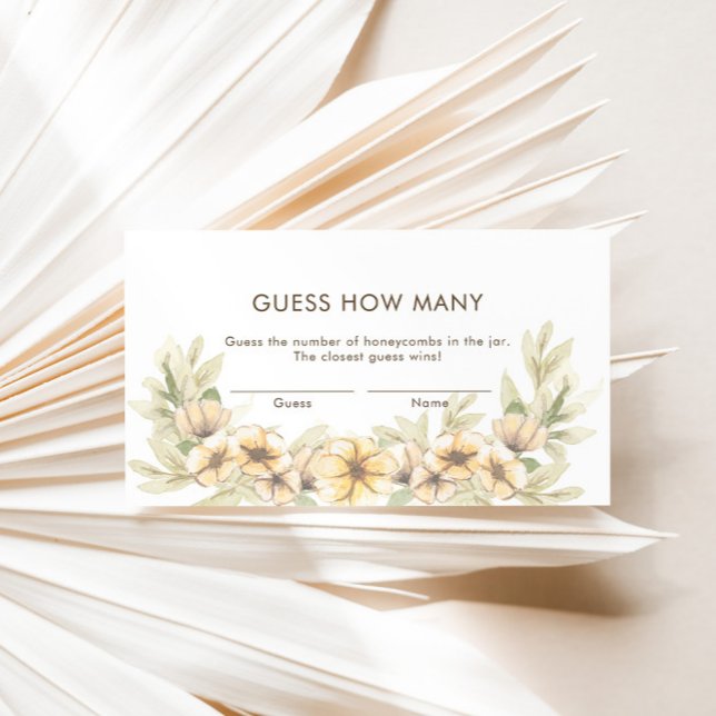 Carte D'accompagnement Devinez combien de bonbons Bumblebee Floral Game C (Créateur téléchargé)